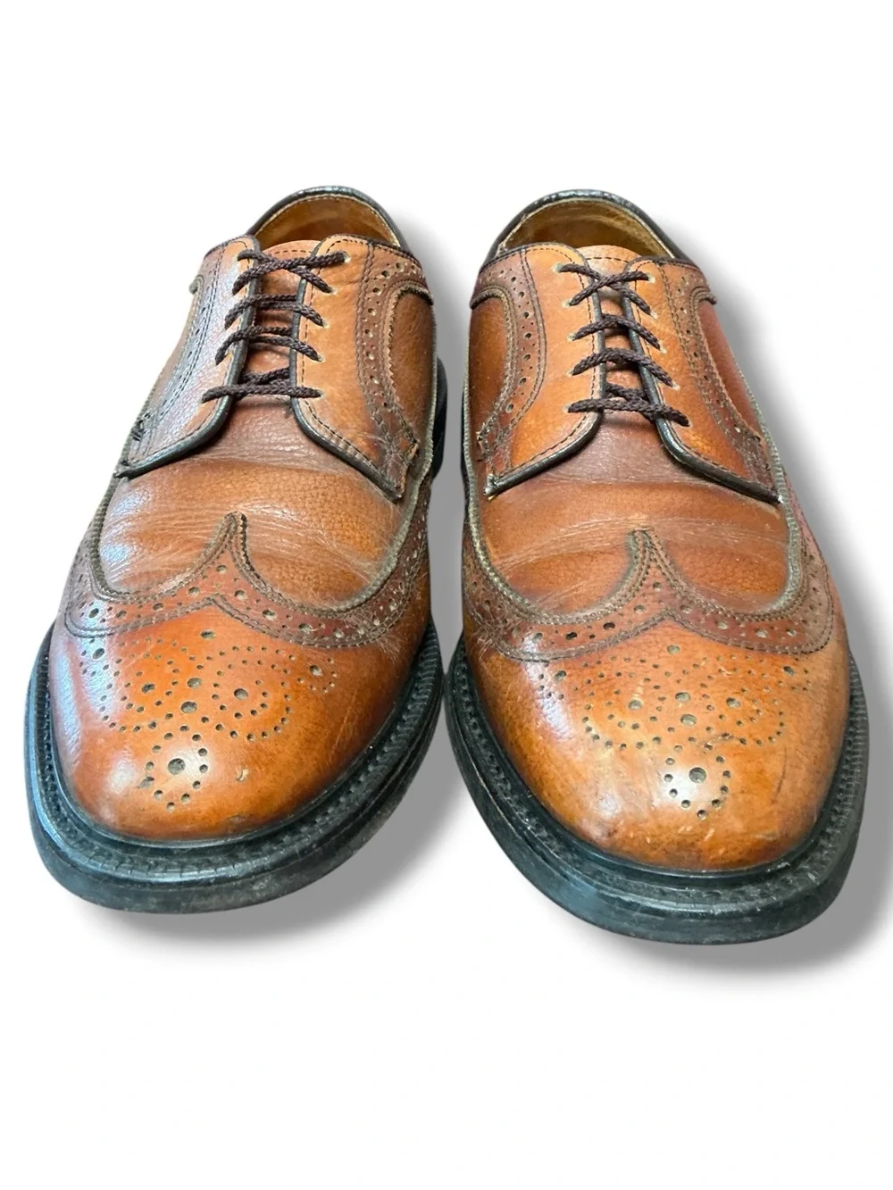 Vintage Classic Brown Dexter Heavy Punched Wingtip Brogue Oxfords